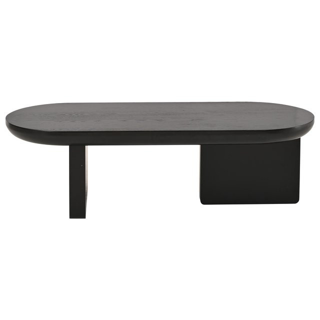 Moderner minimalistischer Couchtisch mit ovaler Platte in Schwarz, B/T/H: 119,7 x 49,8 x 35,5 cm - Bild 1