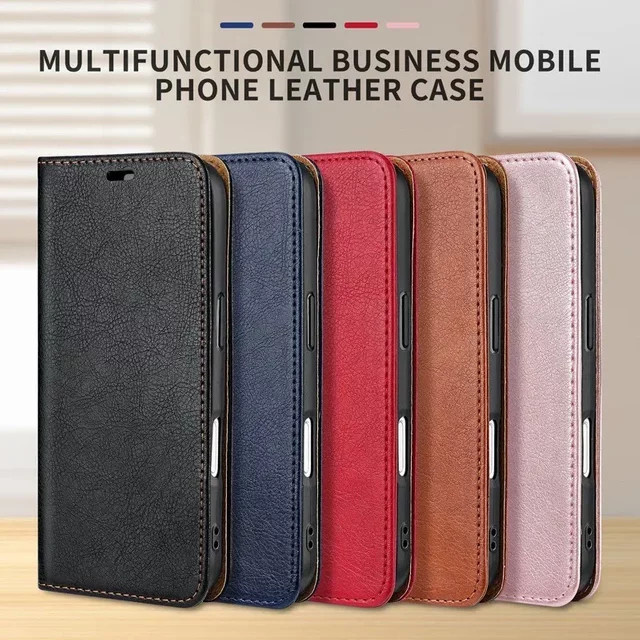 LLCOHA Magnetische Leder-Brieftasche als Flip Cover und Standfunktion für iPhone 16 Pro Max, 15 Plus, 14, 13, 12, 11 in Schwarz - Bild 1