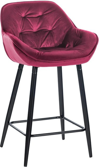 DELUKE Barhocker KUTOR Barstuhl aus Samt in Lila mit Lehne und gesteppter Polsterung, B/T/H: 54 x 57,5 x 103 cm - Bild 1