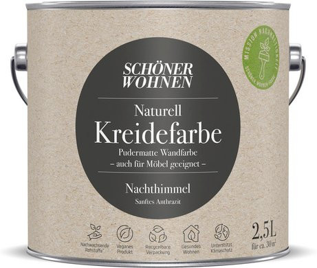 Schöner Wohnen Naturell Kreidefarbe Nachthimmel, matt, Schwarz, 2,5 l - Bild 1