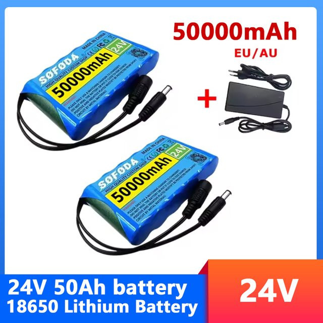 LOLRKO 6S1P 18650 Lithium-Akku DC 24V 50Ah mit 25,2V 1A Ladegerät für Überwachungskameras - Bild 1