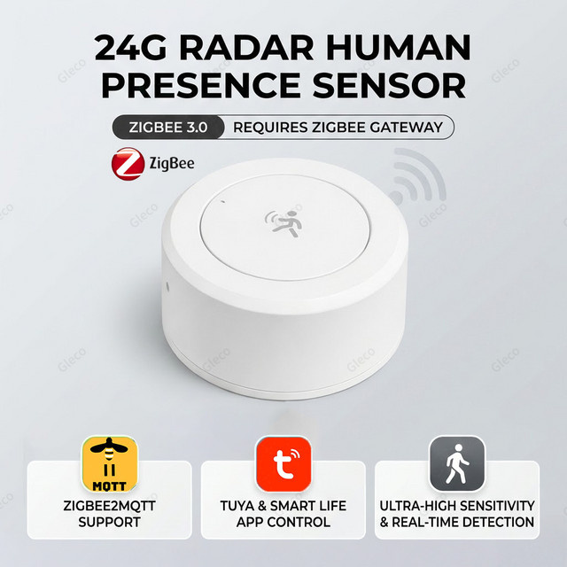 Tuya Zigbee 24GHz mmWave Radar Präsenzsensor in Weiß für Smart Home Security Automation und Bewegungserkennung - Bild 1