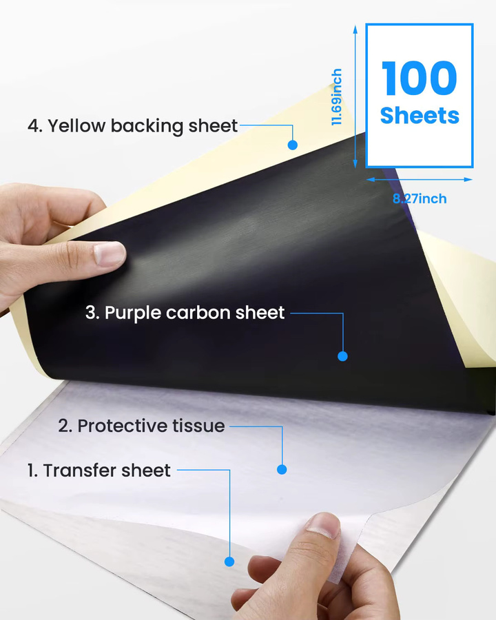 Zodi Tattoo Transfer Papier 100 Blatt A4 Thermoschablonen Papier für Phomemo M08F M832 M834 M835 DIY Drucker in Weiß - Bild 3