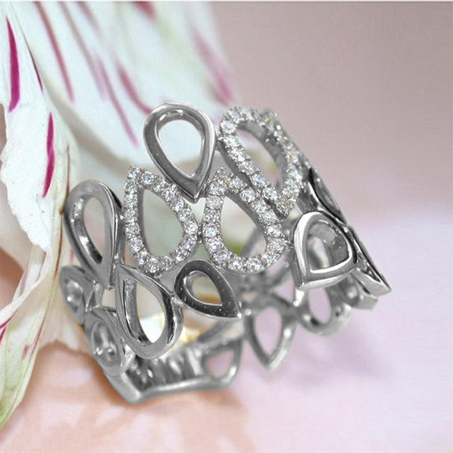 Huitan Neue Mode Ring, Kupfer, Silber, Zirkonia, Damen - Bild 1