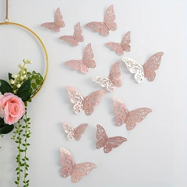 Selbstklebende 3D Schmetterling Wandaufkleber für Wohnzimmer und Schlafzimmer zur dekorativen Wandgestaltung - Bild 1