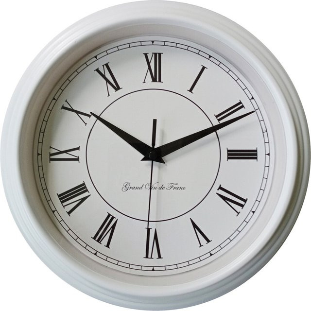 Mebus Wanduhr weiß analog mit Quarzwerk, rund, B/H/T: 25 x 25 x 5,5 cm - Bild 1
