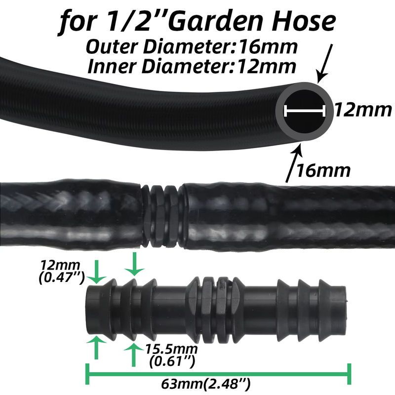 KESLA 40-42-teiliges Tropfbewässerungs-Verbindungsset in Schwarz für 1/2 Zoll Schläuche mit Kupplungen, T-Stücken, Winkelstücken und Steckern zur Gartenbewässerung - Bild 3