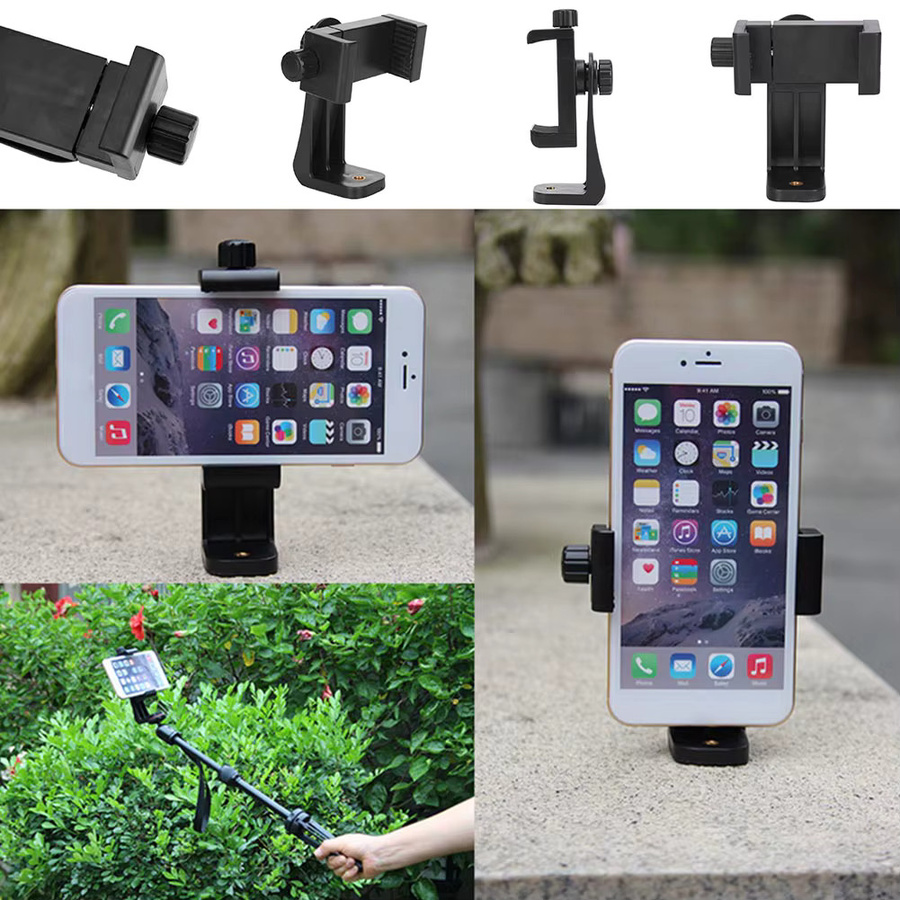 APWIKOGER 360-Grad-Handy-Clip in Schwarz, universeller Handy-Halter mit 1/4 Zoll Schraubkompatibilität für Stativ und Schreibtisch-Stativ-Adapter - Bild 3