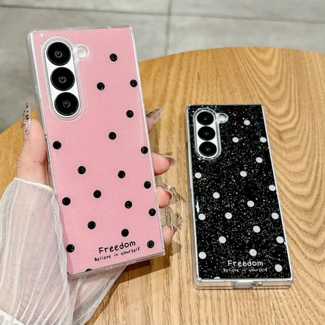 Glitzernde Polka Dot Handyhülle für Samsung Galaxy Z Fold 7 6 5 4 3 in Weiß, stoßfeste Slim Schutzhülle mit Shiny Bling Design - Bild 1