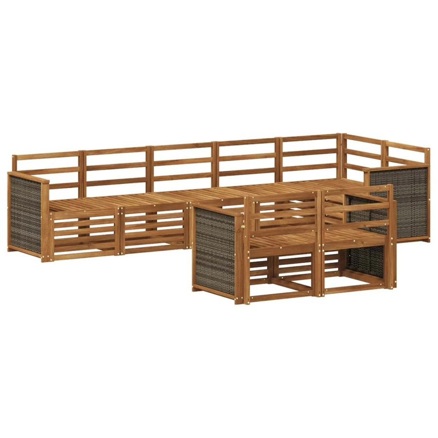 vidaXL Sofagarnitur aus Massivholz Akazie in Braun im modernen Latten-Design - Bild 2