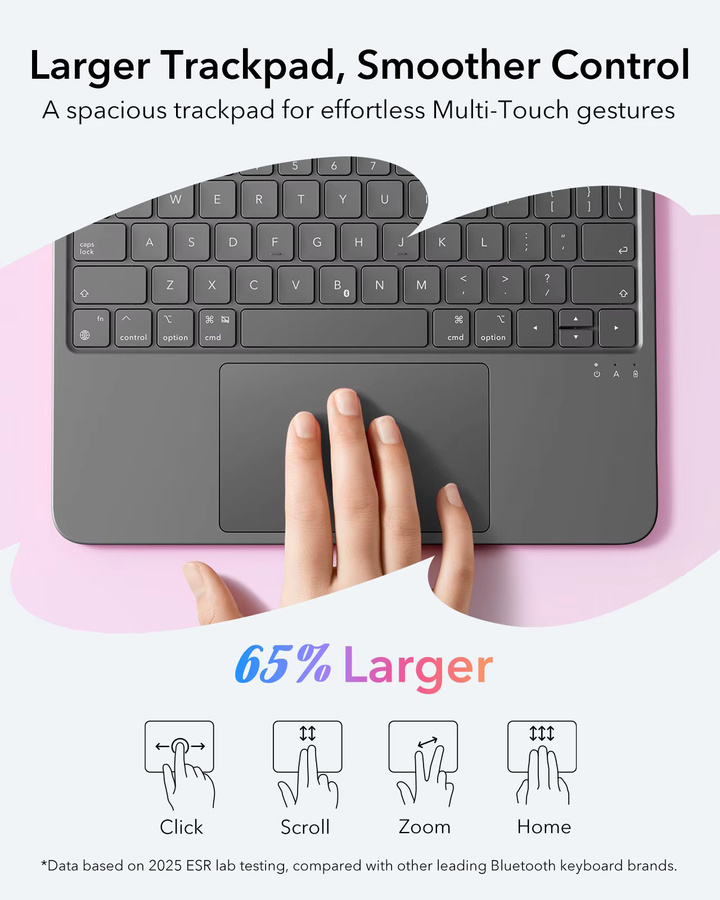 ESR Flex Tastaturhülle für iPad 12/11/10 Gen, magnetisch und abnehmbar, Farbe: Grau - Bild 4
