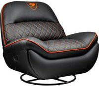 Cougar Overlord Gaming-Sofa in Schwarz-Orange aus Kunstleder mit rautenförmiger Polsterung und Schwenkfunktion - Bild 2