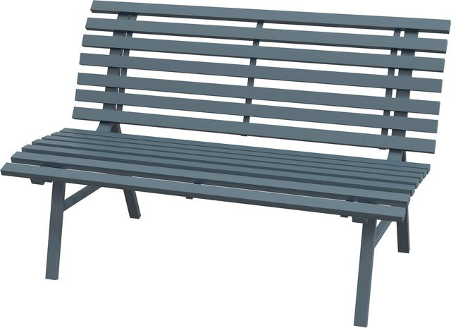Outsunny 2-Sitzer Gartenbank aus Aluminium in Blau mit Lamellen-Design, wetterfest und UV-beständig, B/T/H: 123 x 67 x 79 cm - Bild 1