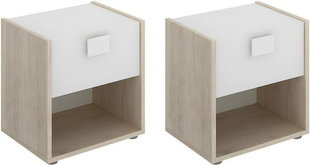 Nachttisch Sonia von Vente-unique in Naturfarben Hell und Weiß aus Holz, Breite: 42 cm - Bild 1