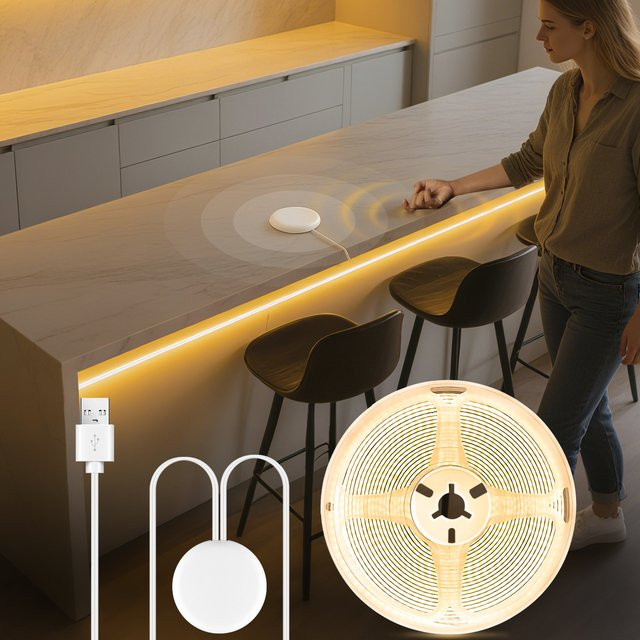 CHNAITEKE USB-LED-Licht mit Vibrationssensor in Weiß für Schminktisch und Spiegelbeleuchtung - Bild 1