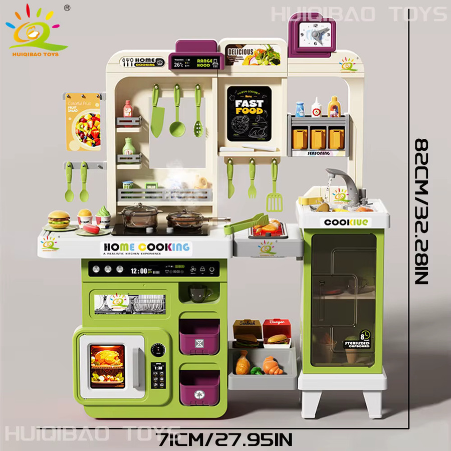 HUIQIBAO TOYS 3in1 Baby Spielküche mit Spülmaschine, Waschbecken und Grill in Rot - Bild 3