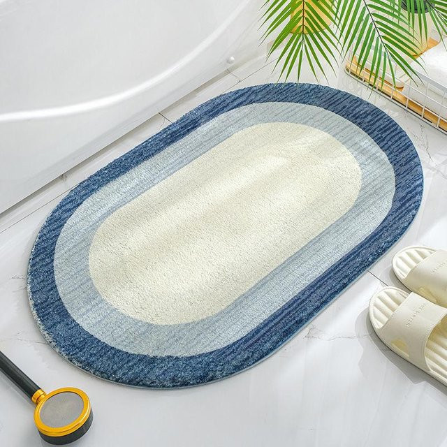 Rutschfeste und saugfähige Bodenmatte von Yiran Furniture in Blau mit floralem Design, B/B: 40 x 60 cm - Bild 1