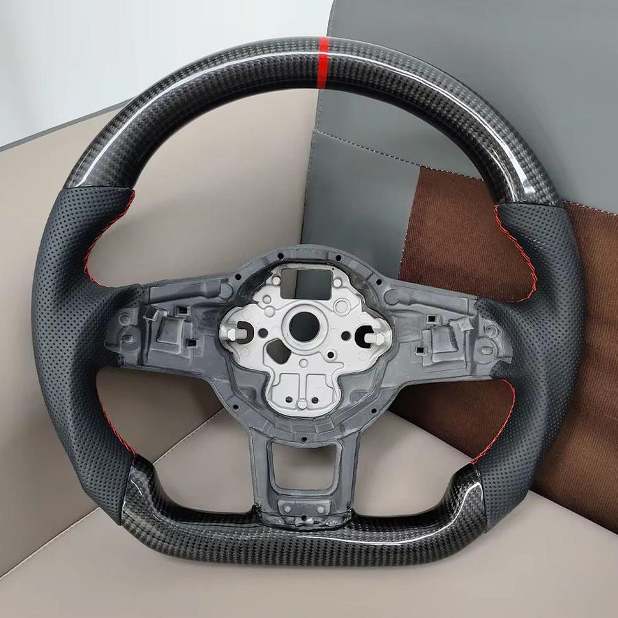 COIKA Lenkrad aus perforiertem Leder mit Carbon-Design für Volkswagen Golf 7 7.5 Rline GTI GTE GLI und Tiguan 2013-2019, Schwarz - Bild 3