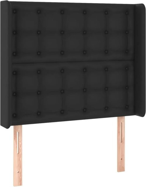 vidaXL Kopfteil mit Ohren in Schwarz aus Kunstleder, B/T/H: 93 x 16 x 118/128 cm - Bild 1