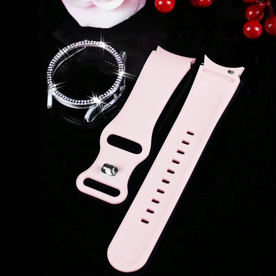 Samusak Uhrenarmband Silikon, Diamant-Hohlgehäuse, Samsung Galaxy Watch4 5 6 7 - Bild 2