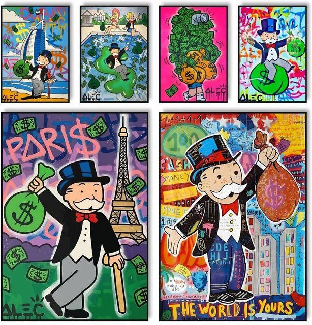 Alec Monopoly Inspiring Money Poster selbstklebender wasserfester Papieraufkleber Wanddekoration Multicolor - Bild 1