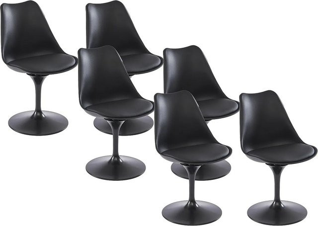 Vente-unique Stuhl Xafy in Schwarz mit Kunstleder und Stahlgestell - Bild 1