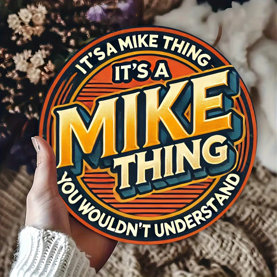 Potdemiel Retro-Aluminium-Metallschild Wandkunst It's a Mike Thing, Rund, Mehrfarbig, B/H: 20 x 20 cm - Bild 3