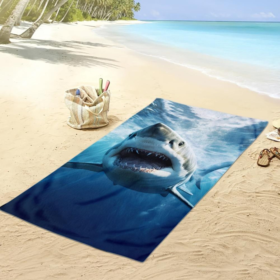 Strandtuch Ka Chen Muda im Haifisch-Design, Farbe: Weiß, B: 40 cm, H: 60 cm - Bild 5
