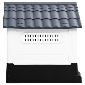 vidaXL Hundehütte aus Polypropylen in Grau, wetterfest mit erhöhtem Boden, B/T/H: 57 x 68 x 66 cm - Bild 2