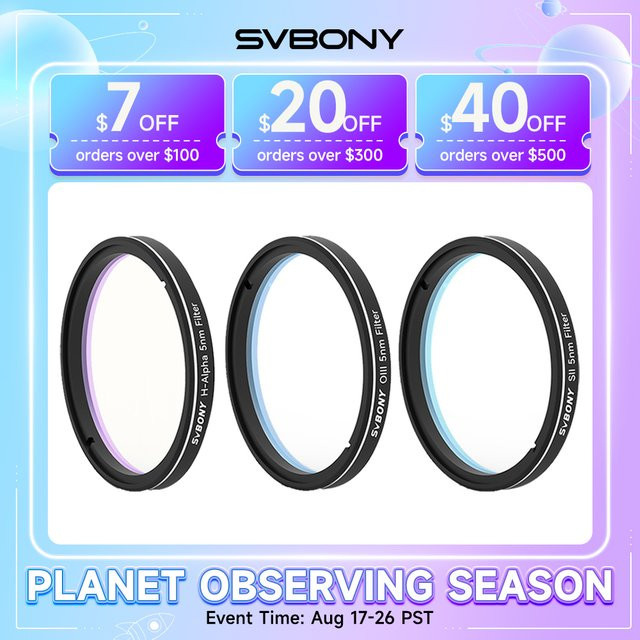 Svbony SV227 Schmalbandfilter 2/1,25 Zoll für H-Alpha, SII, OIII Deep Space und Planetenfotografie in Schwarz - Bild 1