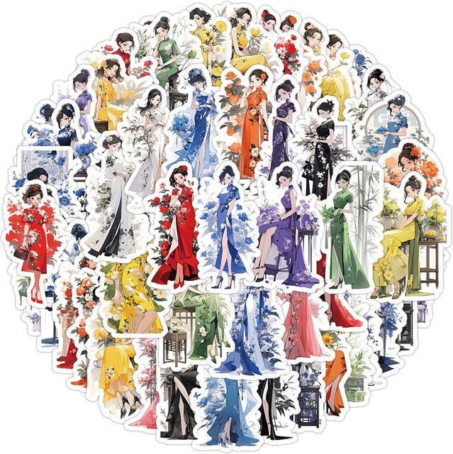 60 Stück Cheongsam China-Chic Dekorative Graffiti Aufkleber von BulingBulingStickers Shop in Multicolour - Bild 1