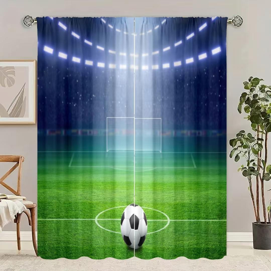 Yiran Furniture Vorhang Set mit Fußballstadion-Aufdruck aus Polyester, 2 Stück, Mehrfarbig, Breite: 76,2 cm, Höhe: 165,1 cm - Bild 2