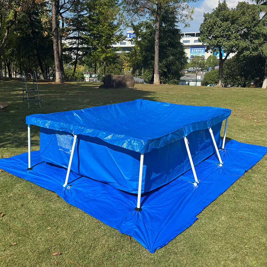 Rechteckige Pool-Unterlage aus Kunststoff in Blau, B/T/H: 445 x 445 cm - Bild 6
