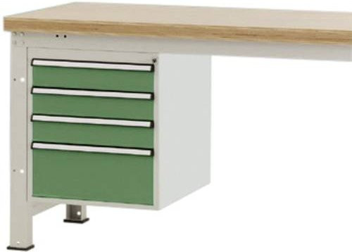 Manuflex ZB4831.6011 Gehäuse-Unterbau PROFI aus Stahl in Grün-Weiß mit 4 abschließbaren Schubfächern für Werkbanktiefe 700 mm, Nutzhöhe: 50 cm - Bild 1