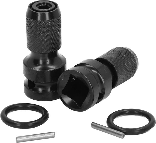 TOMTOP 2er Set Steckschlüssel-Adapter-Konverter aus Stahl, 12 Zoll Vierkant auf 14 Zoll Sechskant Schnellspanner für Bohrschrauber, Schwarz - Bild 1