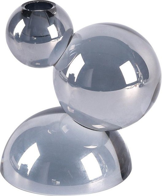 Abstrakter Kerzenhalter aus Glas in Grau für Tealights, modernes Design für dein Wohnzimmer, Höhe: 14,0 cm, Breite: 14,0 cm, Tiefe: 3,0 cm - Bild 1
