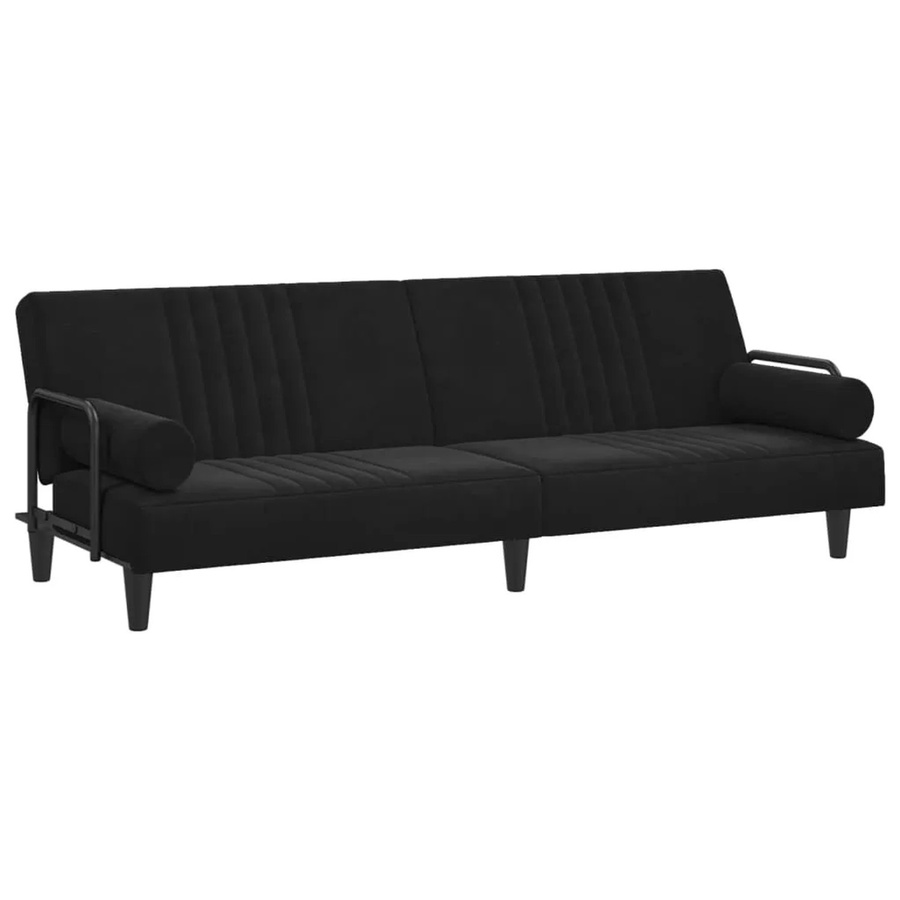 vidaXL Schlafsofa Click-Clack mit Armlehnen aus Samt in Schwarz - Bild 2