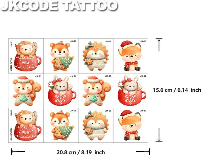 JKCODE TATTOO Temporäre Tattoos Mehndi-Design, Unisex, 12er-Pack - Bild 1