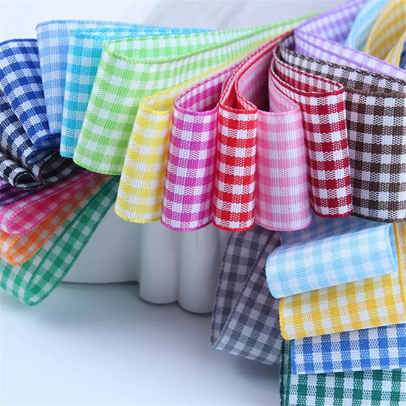 LXGSMBENTENG Gitter Plaid Bänder aus Polyester für Geschenkverpackungen und DIY-Zubehör, Mehrfarbig, Breite: 10 mm oder 25 mm, Länge: 4,57 m - Bild 3