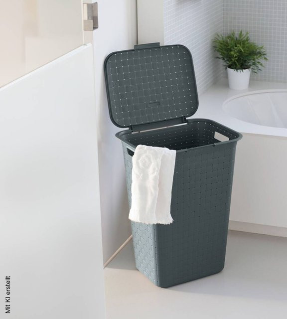 Curver Wäschebox mit Deckel in Grau, B/H/L: 43 x 58 x 33,5 cm - Bild 1