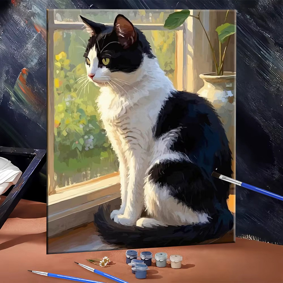 Huacan Katze Malen nach Zahlen, DIY Malset, ab 14 Jahren - Bild 3