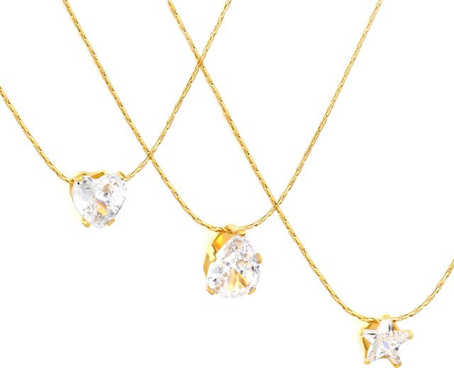 LUXUSTEEL Halskette Edelstahl, Goldüberzug, Herzförmiger Wassertropfen-Anhänger, Damen - Bild 1