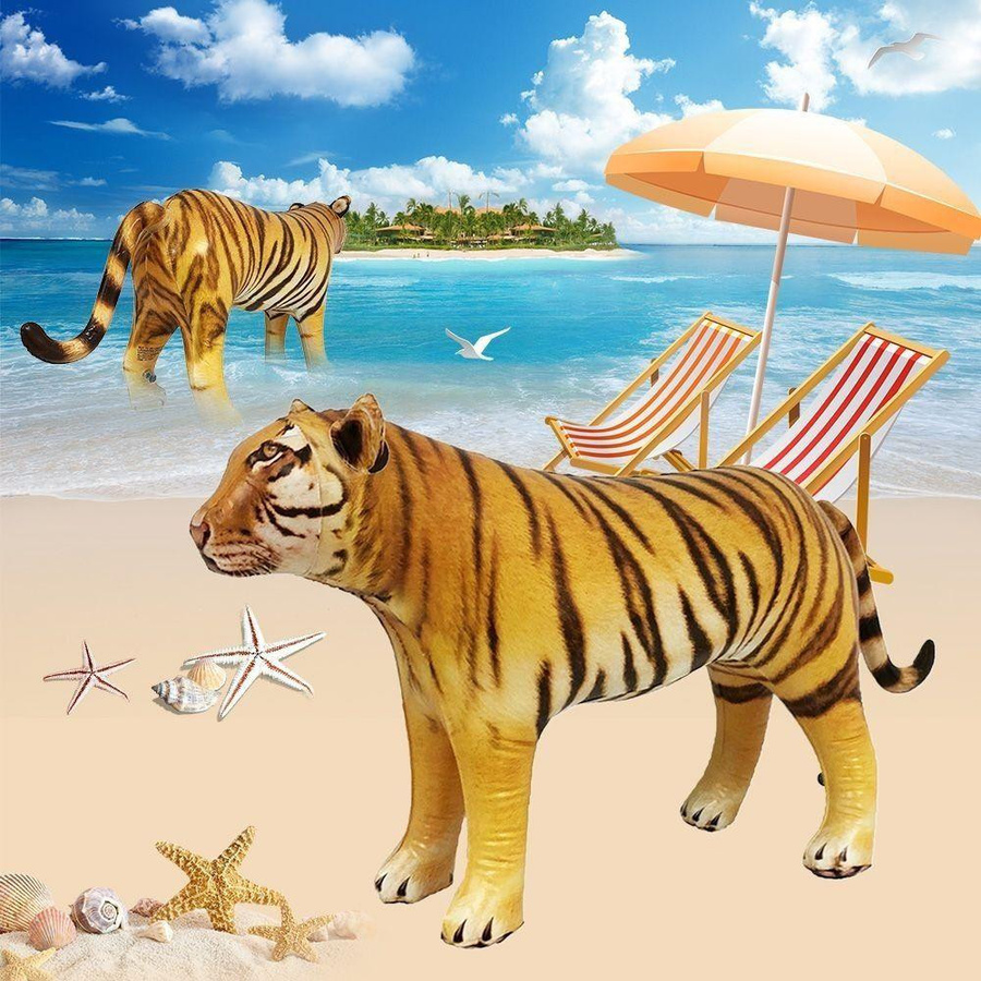 Aufblasbare Tierballons Wild Woodland Dekoration von lingfeng in Multicolor, Set mit Kuh, Elefant, Giraffe und Tiger aus PVC - Bild 3