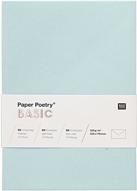 Rico Design Paper Poetry Kuvert Basic B6 Hellblau, 10 Stück - Bild 1