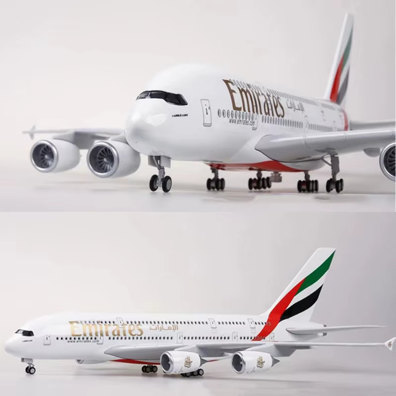 ZOCO Emirates A380-Modellflugzeug, Maßstab 1:160, Metall, Weiß - Bild 2