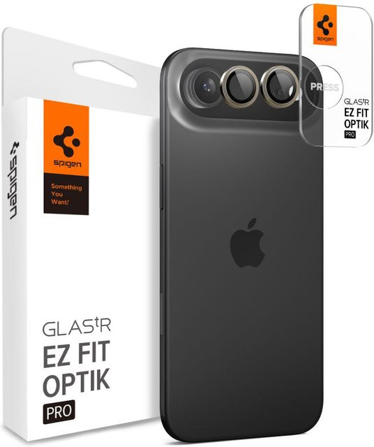 Spigen GlastR EZ FIT Optik Pro Schutzfolie für die Rückkamera von Apple iPhone 17 Air, gehärtetes Glas, Gold, 2er-Set - Bild 1
