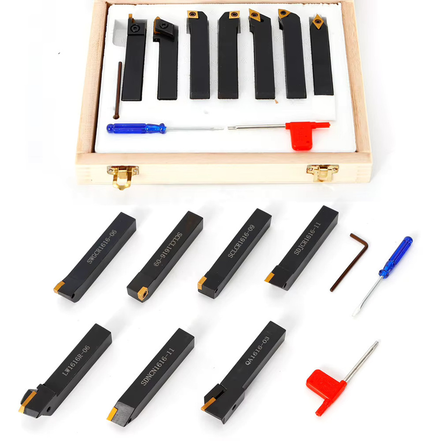 7-teiliges Drehwerkzeug-Set aus Stahl in Schwarz mit Hartmetallklingen, Klingenstärke: 4,5 mm, Schaftdurchmesser: 16 mm - Bild 3