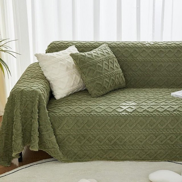 Super Six Sofabezug aus Fleece in Grün, winterlich verdickte Decke für Katzen und Kratzschutz, B/B: 180 x 130 cm - Bild 1