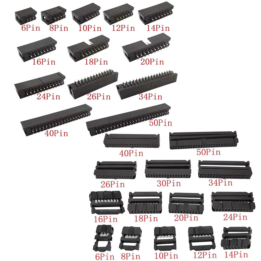 ALLiSHOP IDC Buchsen und Header Stecker Set, 2,54mm Pitch, Schwarz, 10 Stück - Bild 5
