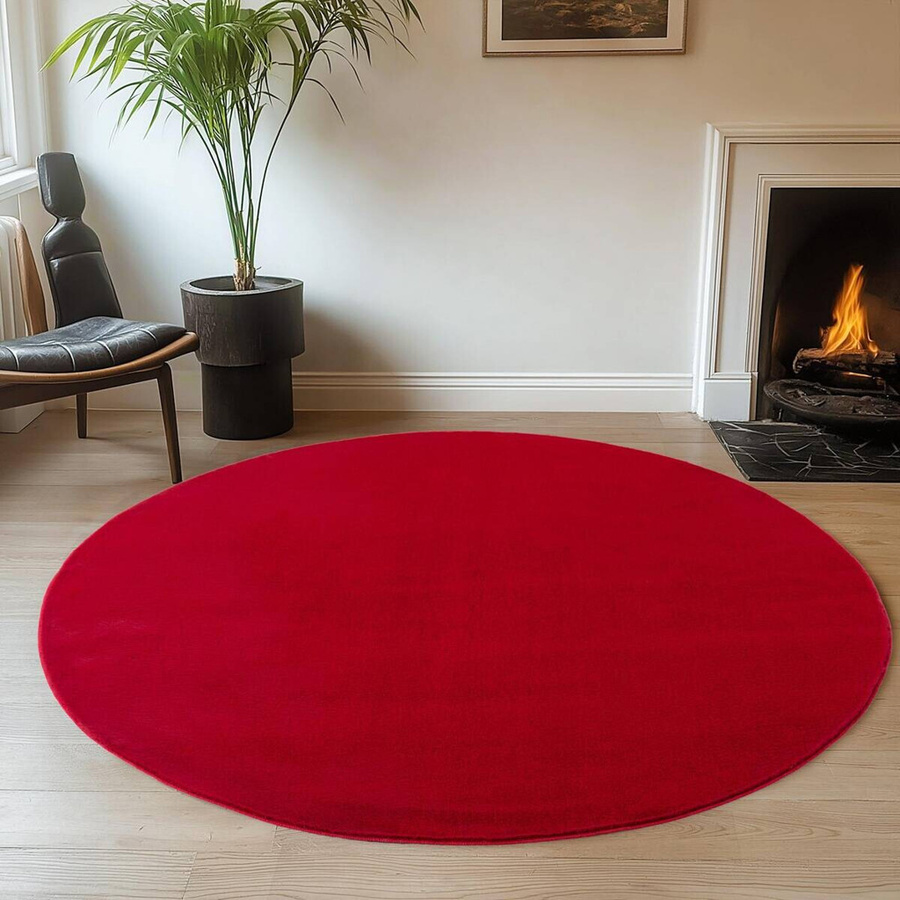 Ayyildiz Kurzflorteppich Joy Rund Rot Durchmesser: 120 cm - Bild 2